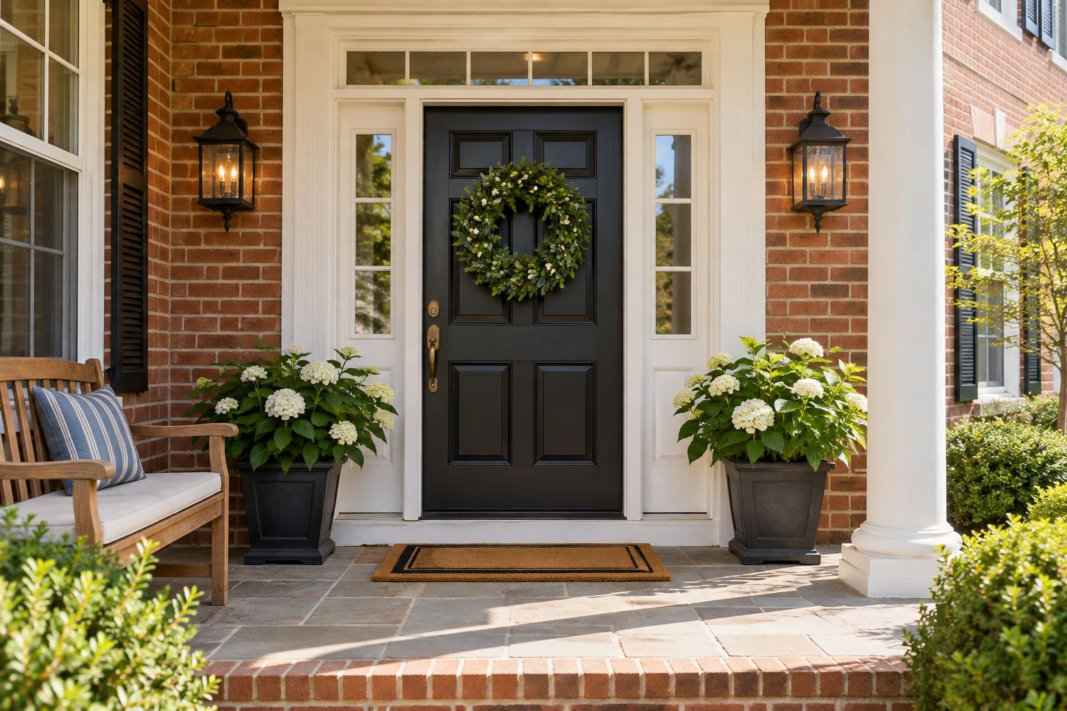 A well kept Bethesda, Maryland home entryway, illustrative